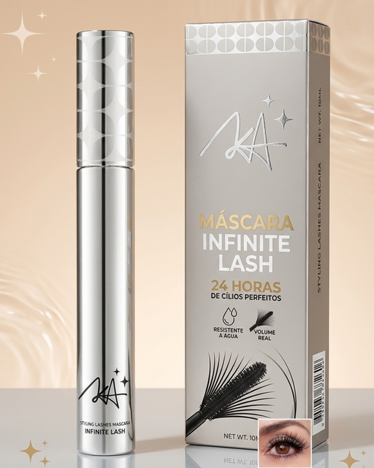 Máscara Infinite Lash: Cílios volumosos e bem definidos por 24 horas Totalmente à prova d'água.